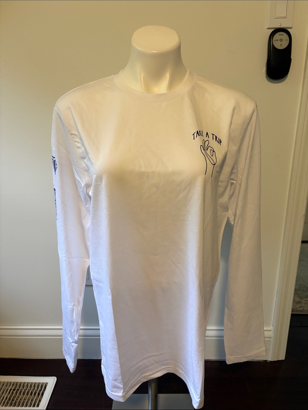 White Long-Sleeve Graphic Tee - "Take A Trip"